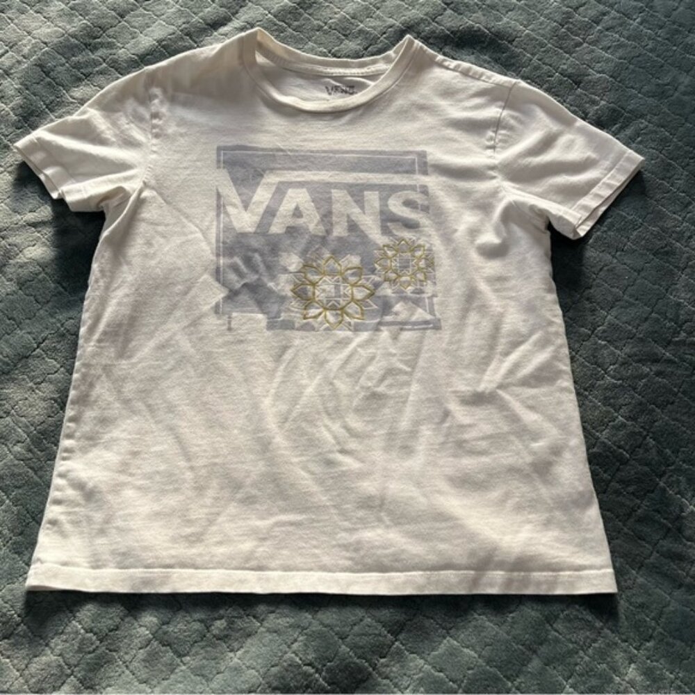 Vans Cream Short Sleeve Tee Casual Graphic‎